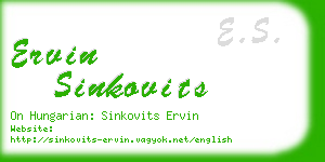 ervin sinkovits business card